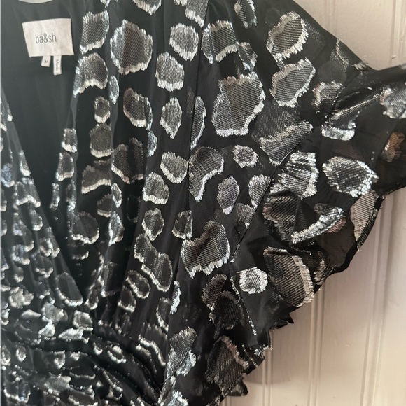 Ba&sh Gemma Maxi Dress Black with Silver metallic Medium - Picture 4 of 10